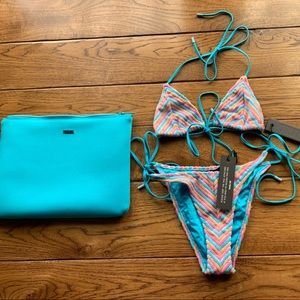 Triangl Bikini - Vinca Sherbet Stripe - Size: Small top and bottom